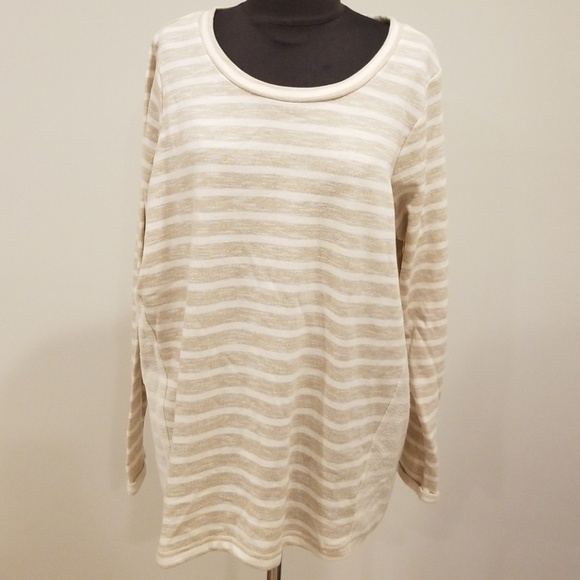 Alexander Jordan Tops - NWT! ALEXANDER JORDAN size 1X Khaki and Cream Striped Top
